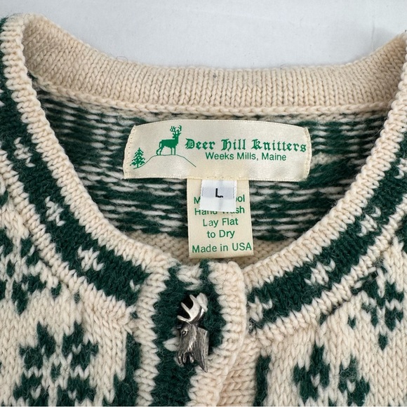 Vintage Deer Hill Knitters Cardigan Size L Nordic Fair Isle Scandinavian Moose - Picture 4 of 11